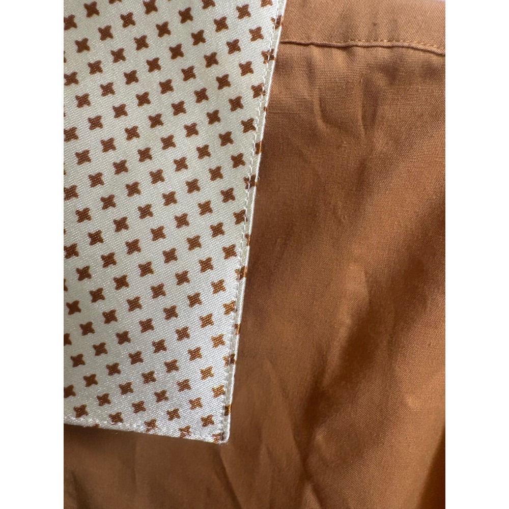 Karl Knox Mens Burnt Orange Dress Shirt Contrast Pattern Collar Cuff 18.5 34/35 - Picture 4 of 5